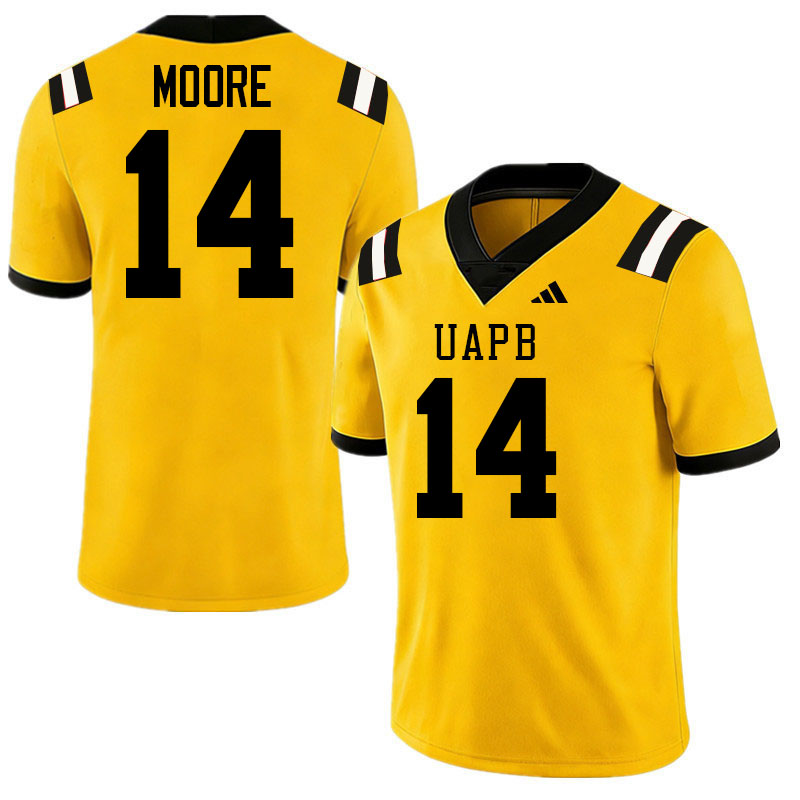 Arkansas-Pine Bluff Golden Lions #14 Derron Moore College Football Jerseys,Uniforms-Gold